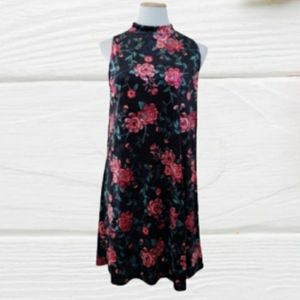 MUDD Velvet Floral Rose Black Pink Dress M/XL?
